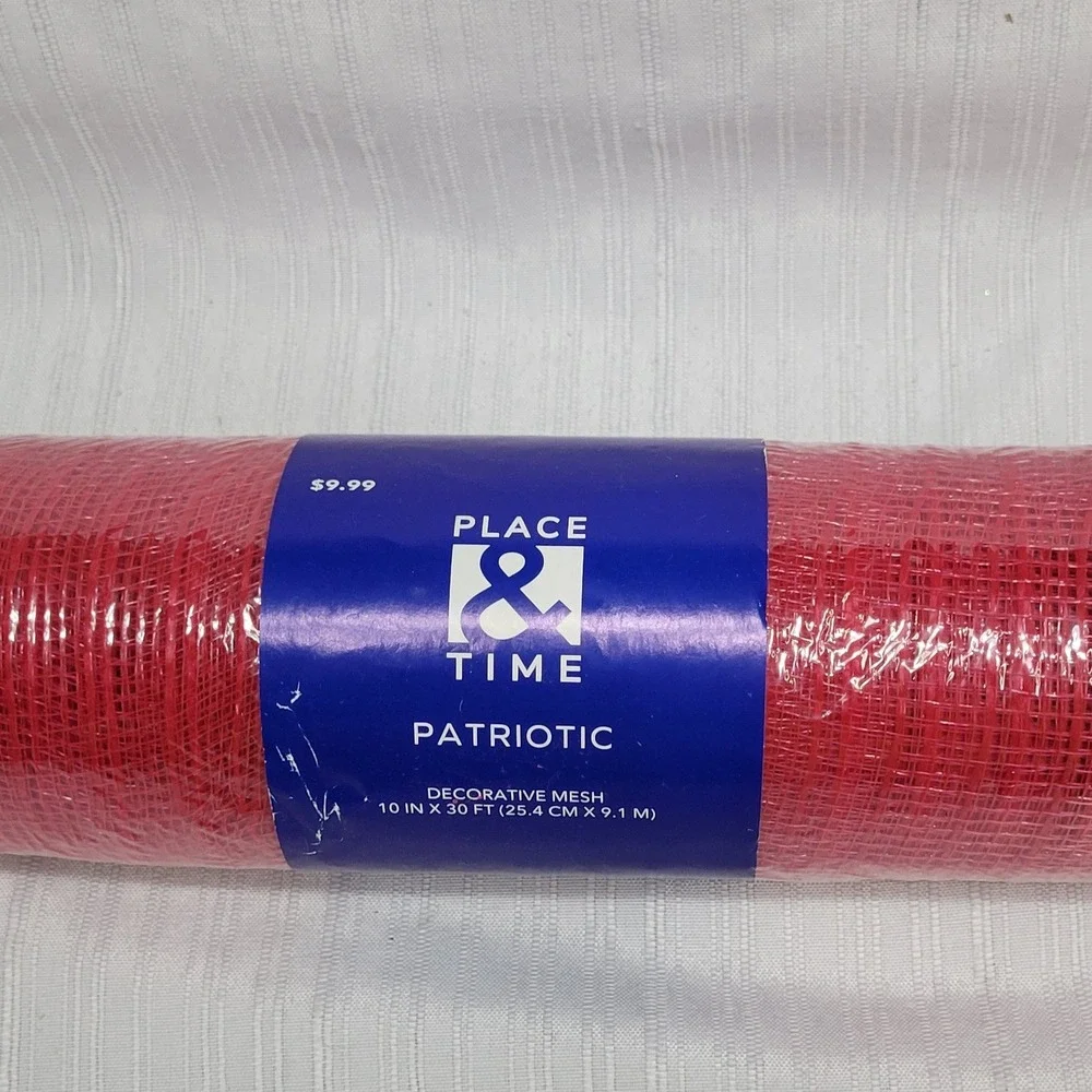 Wreath Mesh Place & Time Red Holiday 10 inch x 30 feet Craft Ribbon Roll